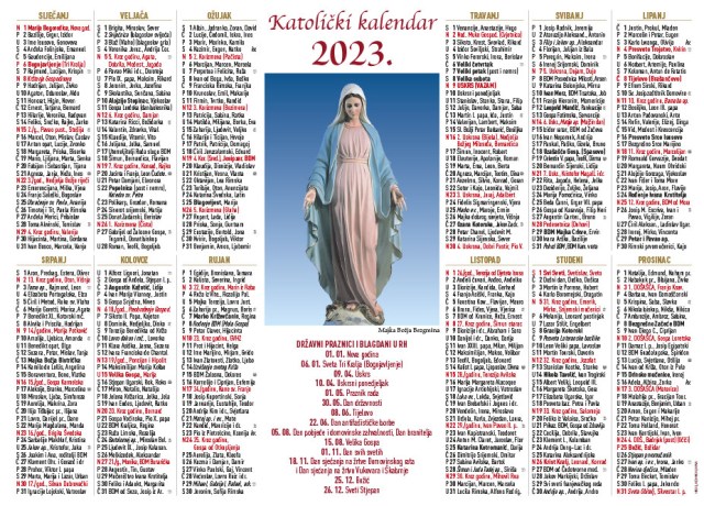 jednolistni katolički kalendar-Majka Božja Bezgrešna